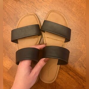 Black Double Strap Sandals Size 6